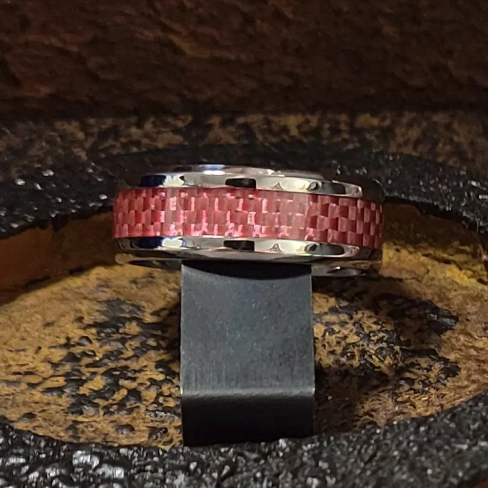 Women's Pink carbon Fiber Ring Band  - Carbon Fiber Ring